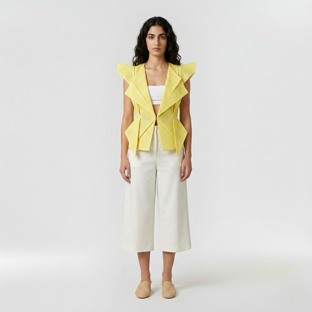 Sculptural Ruffle Waterfall Vest