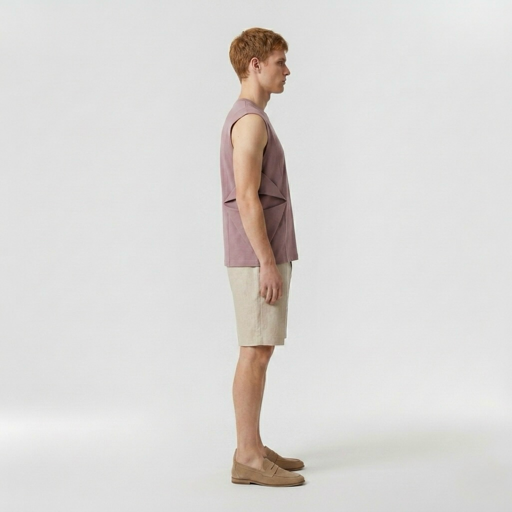 Folded Panel Sleeveless Tee