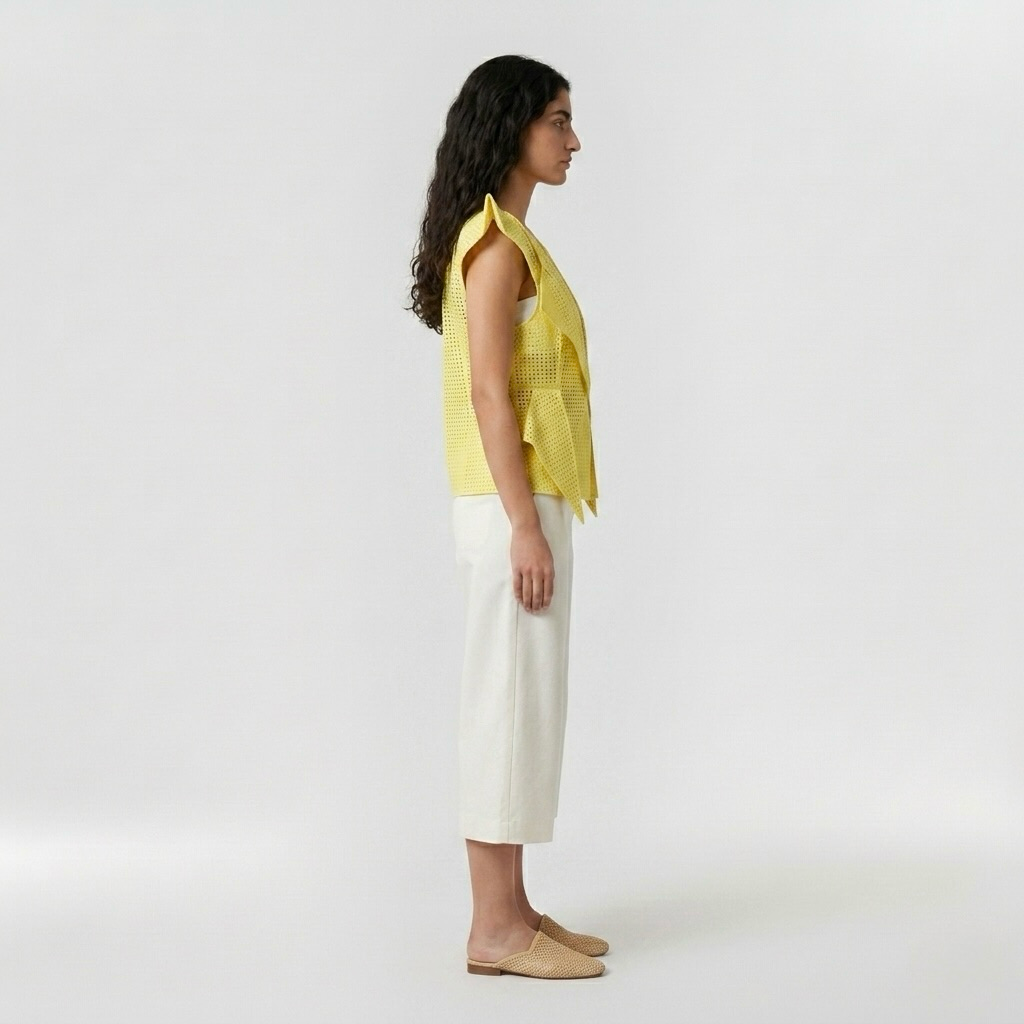 Sculptural Ruffle Waterfall Vest