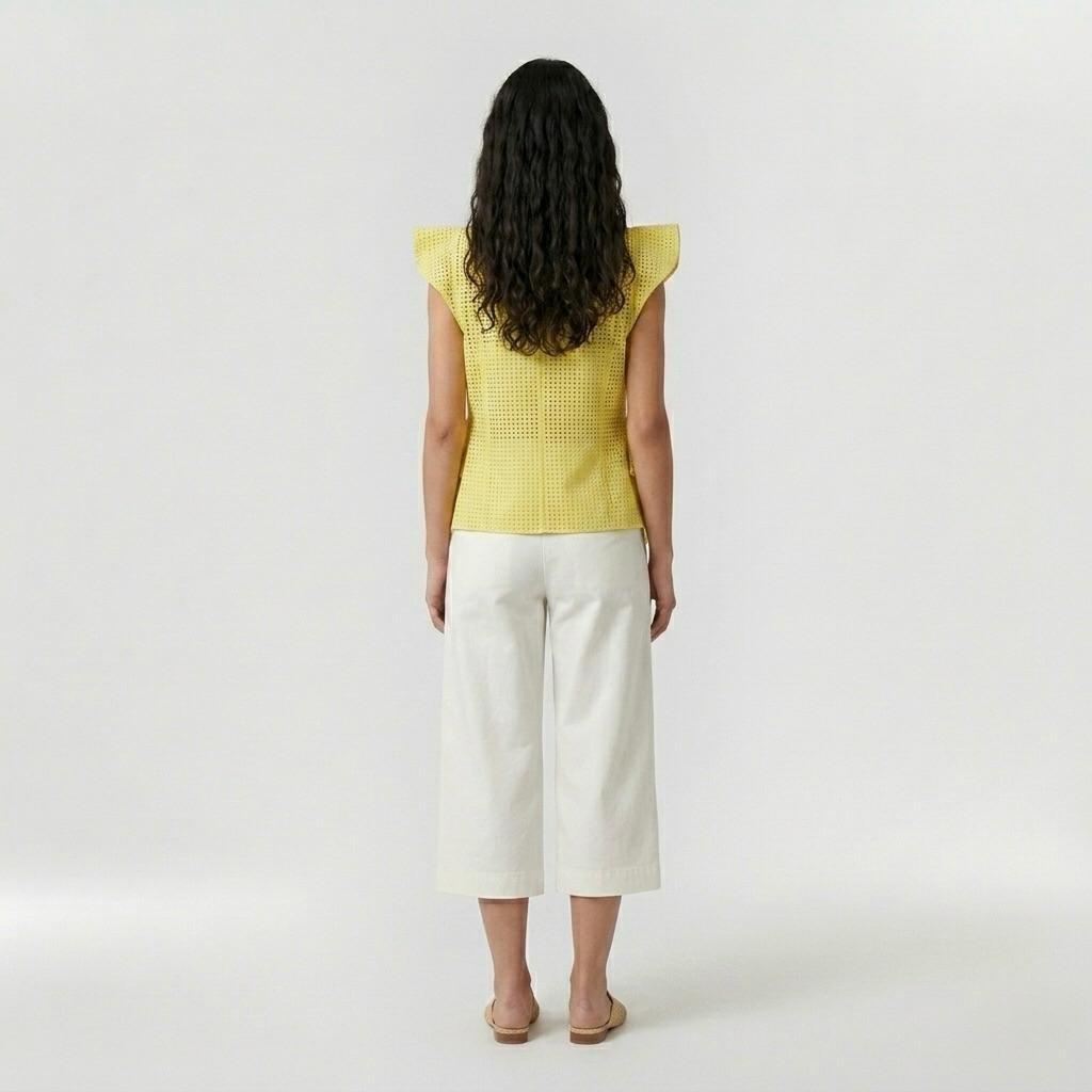 Sculptural Ruffle Waterfall Vest