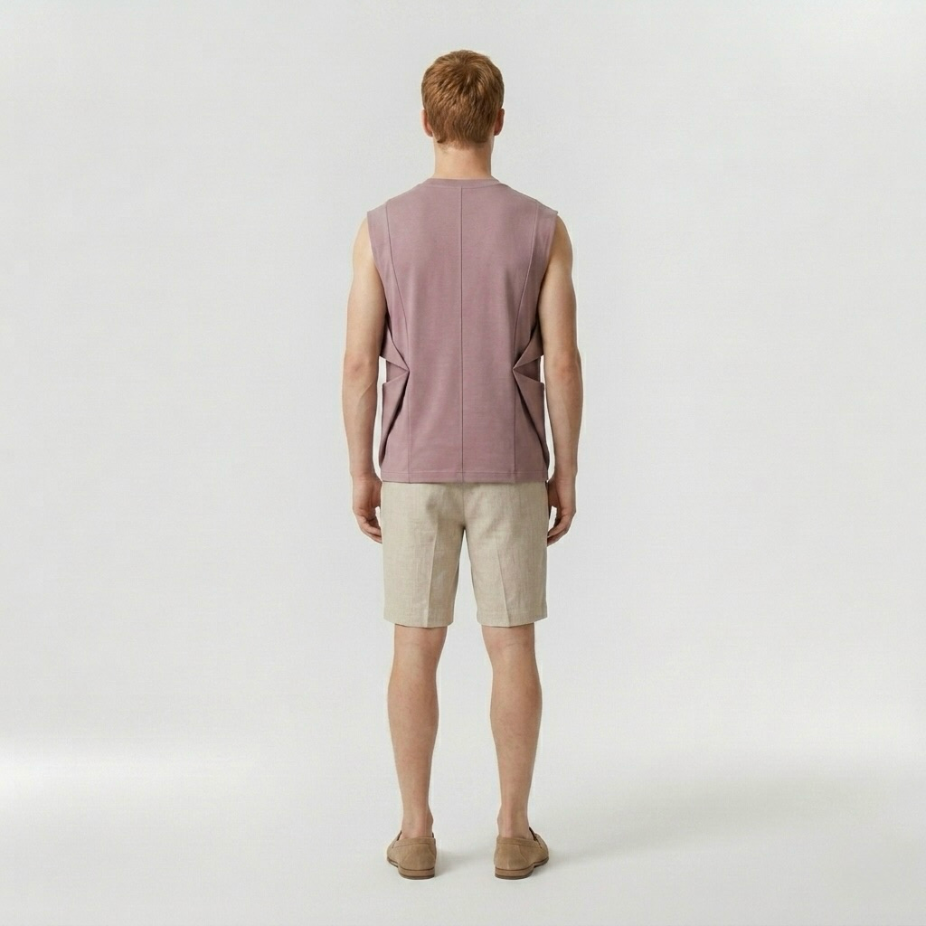 Folded Panel Sleeveless Tee