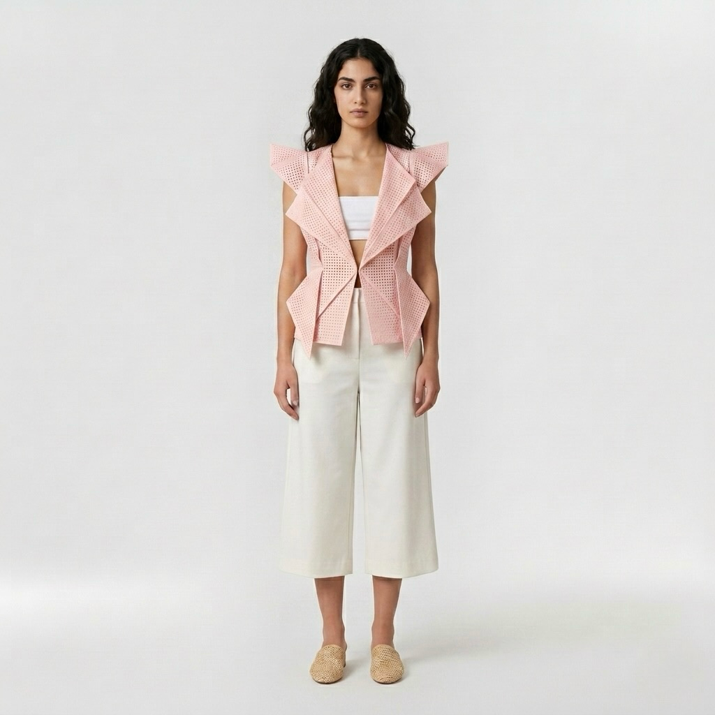 Sculptural Ruffle Waterfall Vest