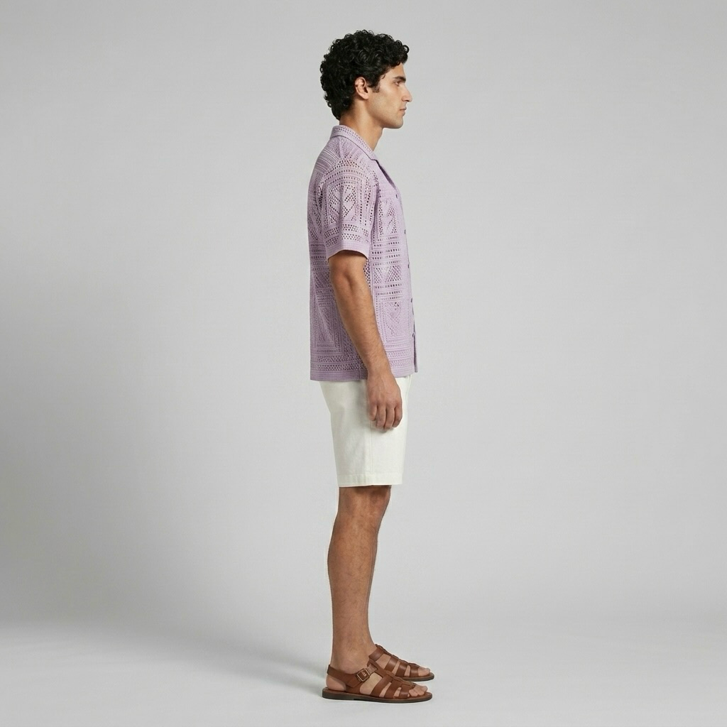 Openwork Geo Camp Shirt