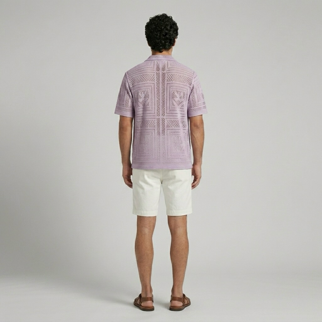 Openwork Geo Camp Shirt