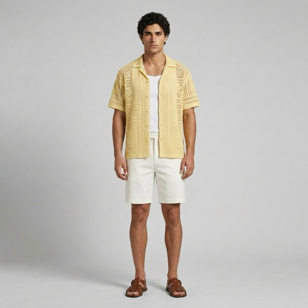 Openwork Geo Camp Shirt
