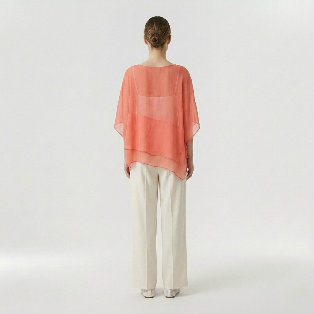 Layered Sheer Cape Blouse
