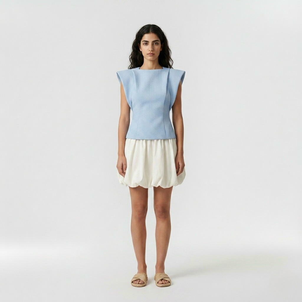 Cap-Sleeve Top & Bubble Skirt Set