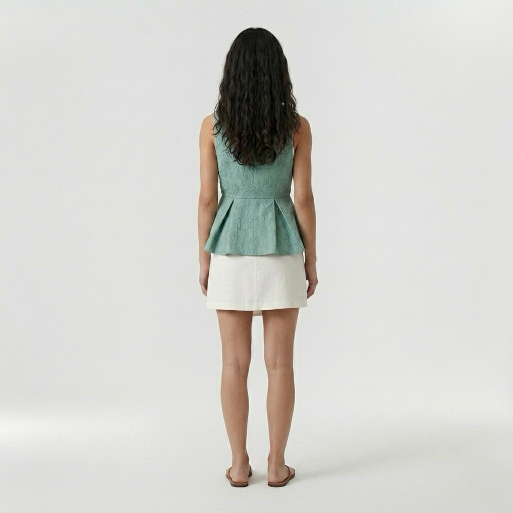 Panelled V-Neck Peplum Top