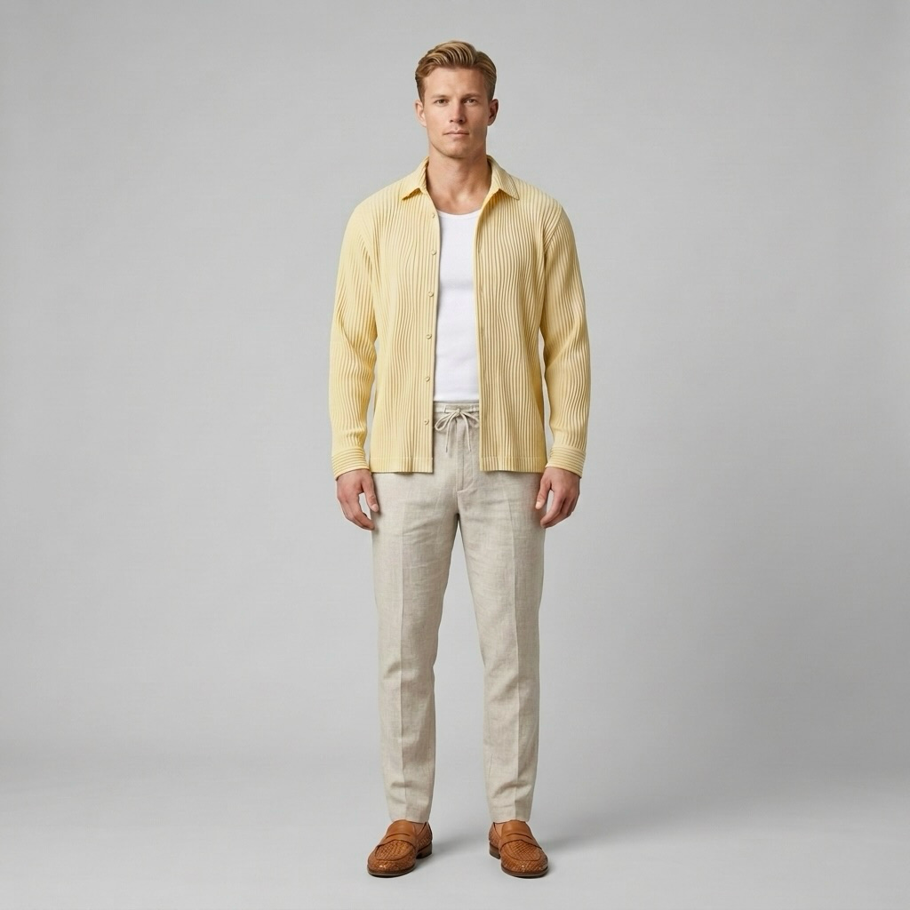 Pleated-Texture Casual Shirt