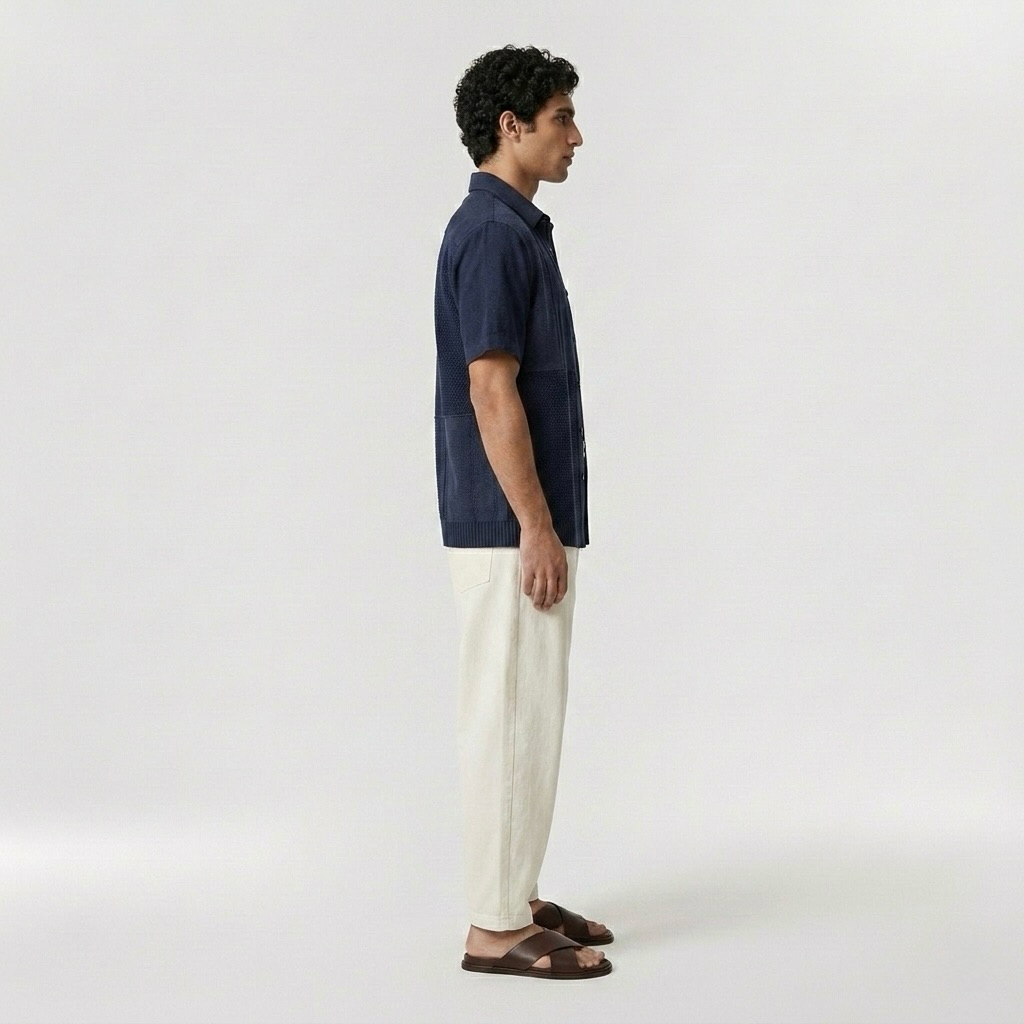 Contrast-Panel Camp Shirt