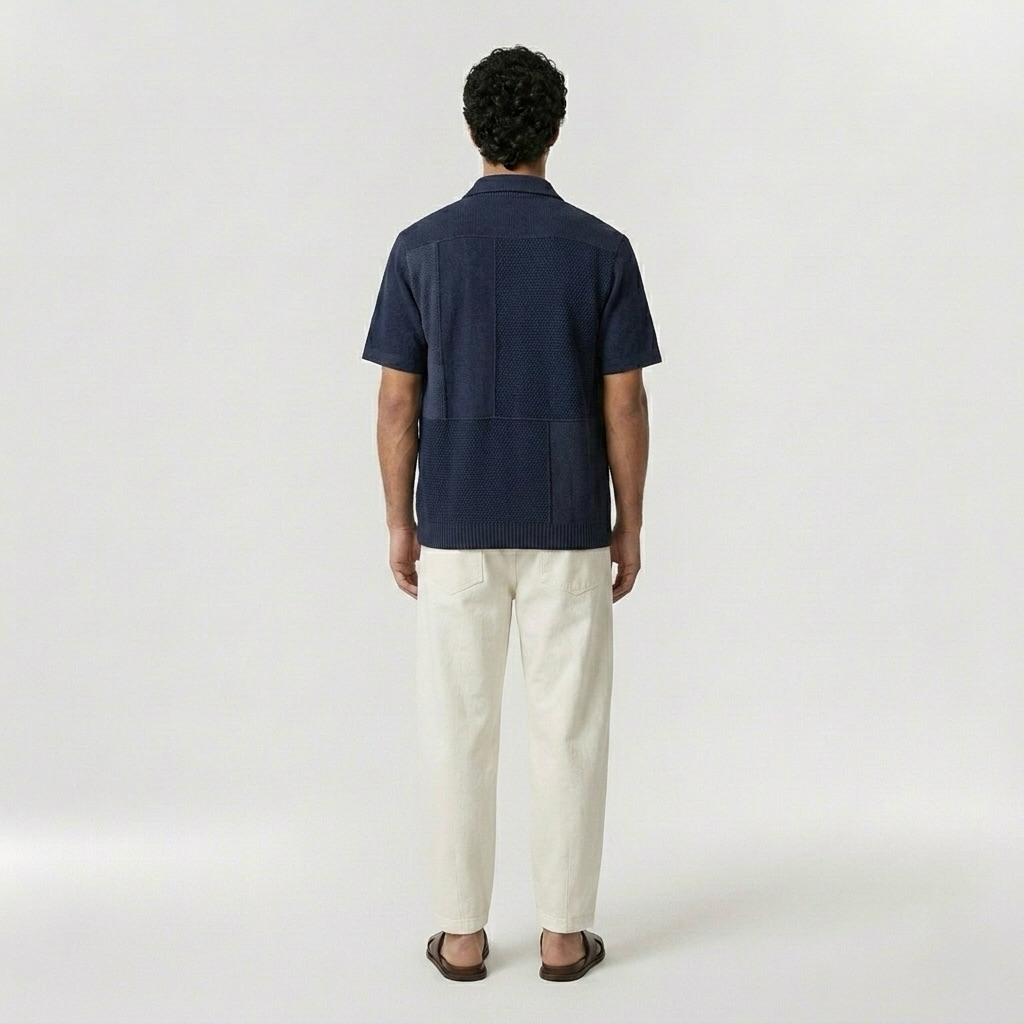 Contrast-Panel Camp Shirt