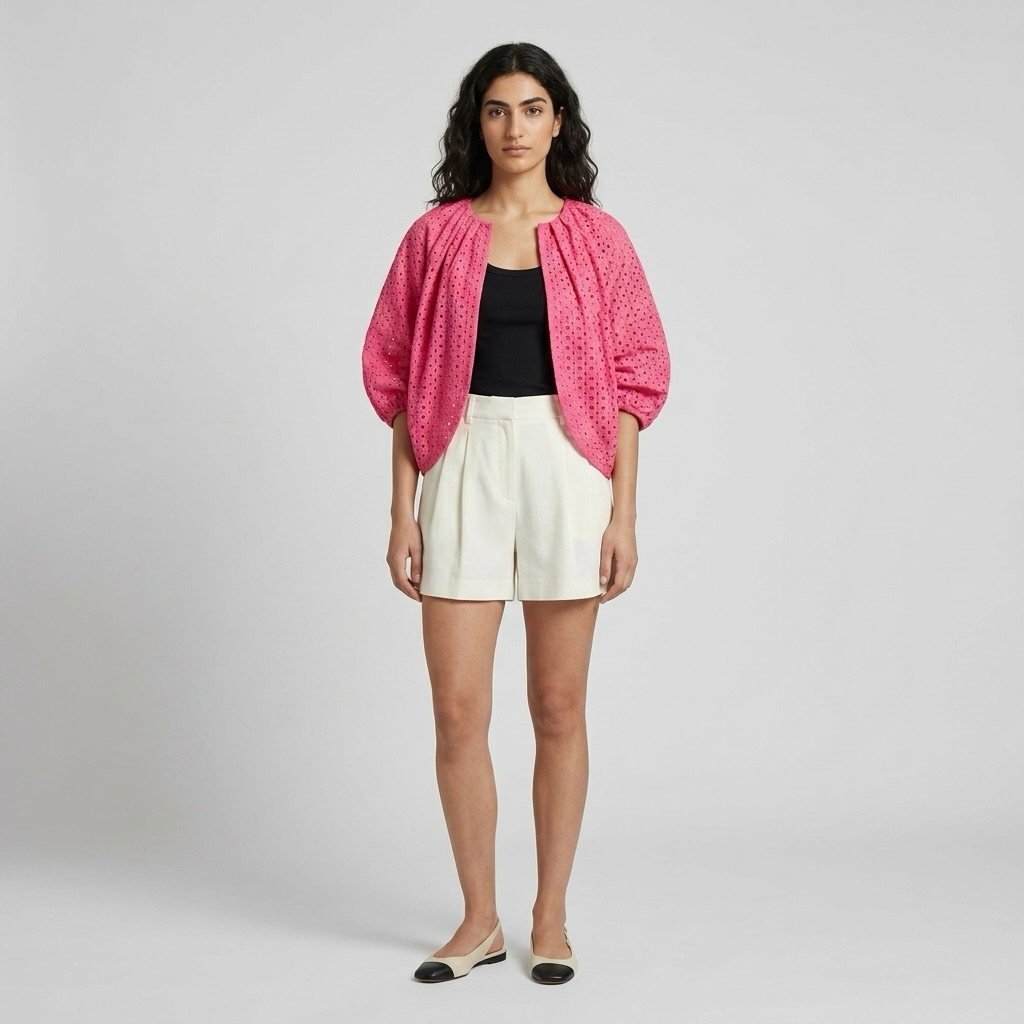 Broderie Balloon-Sleeve Jacket