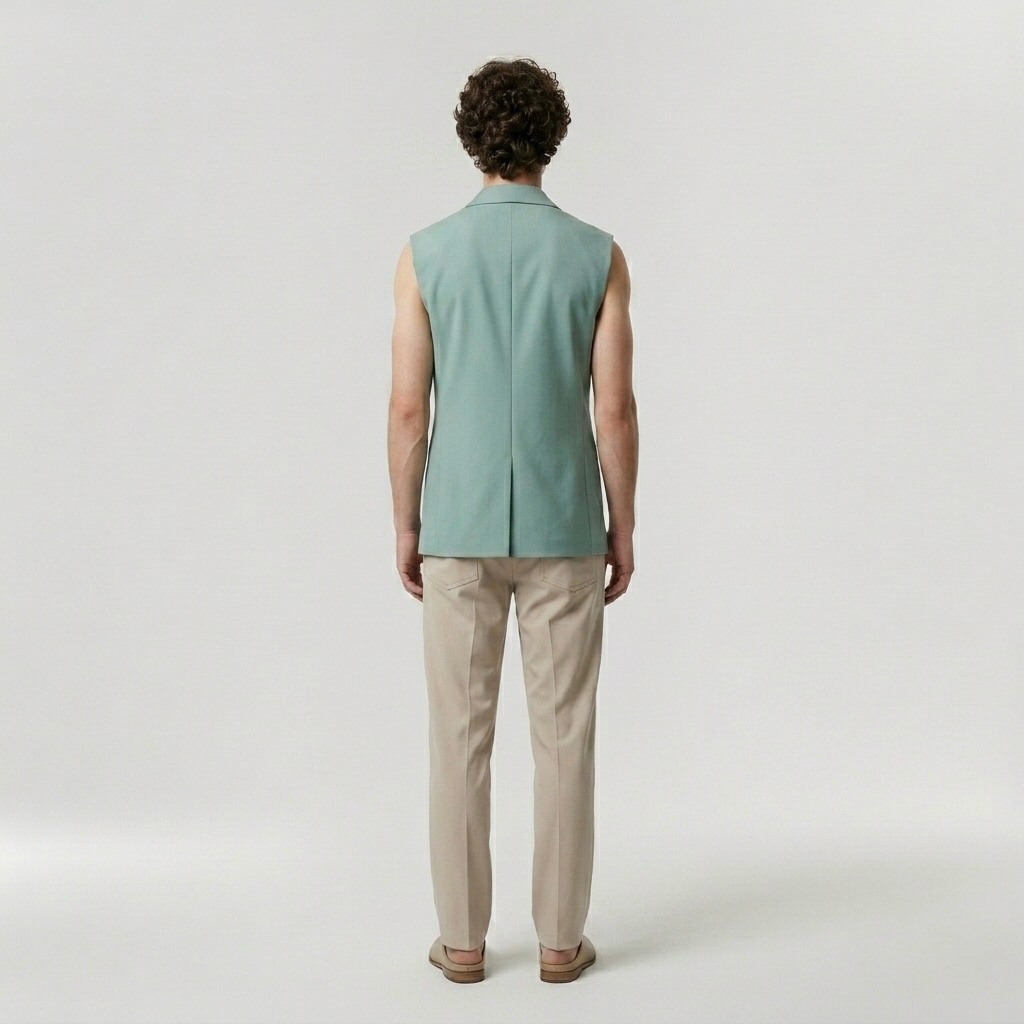 Oversized-Lapel Sleeveless Blazer