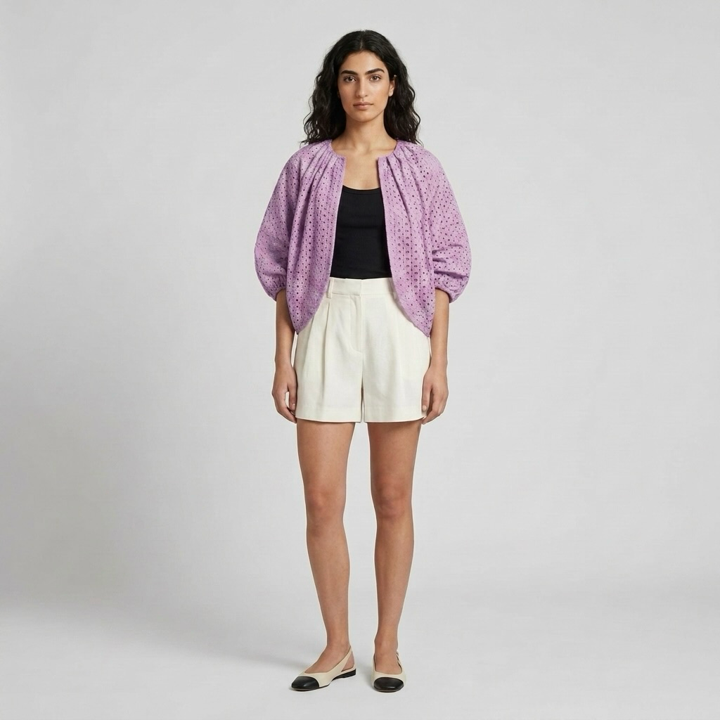 Broderie Balloon-Sleeve Jacket