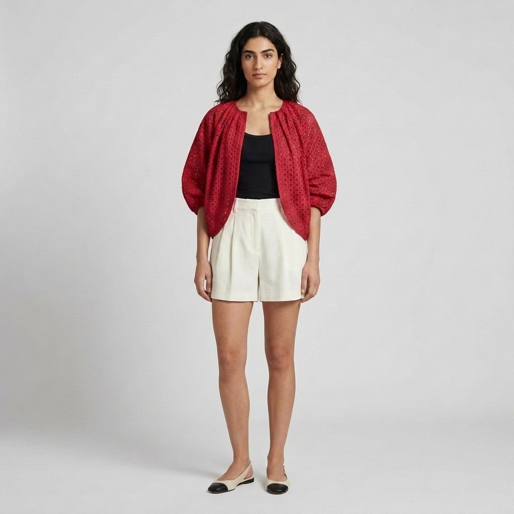 Broderie Balloon-Sleeve Jacket