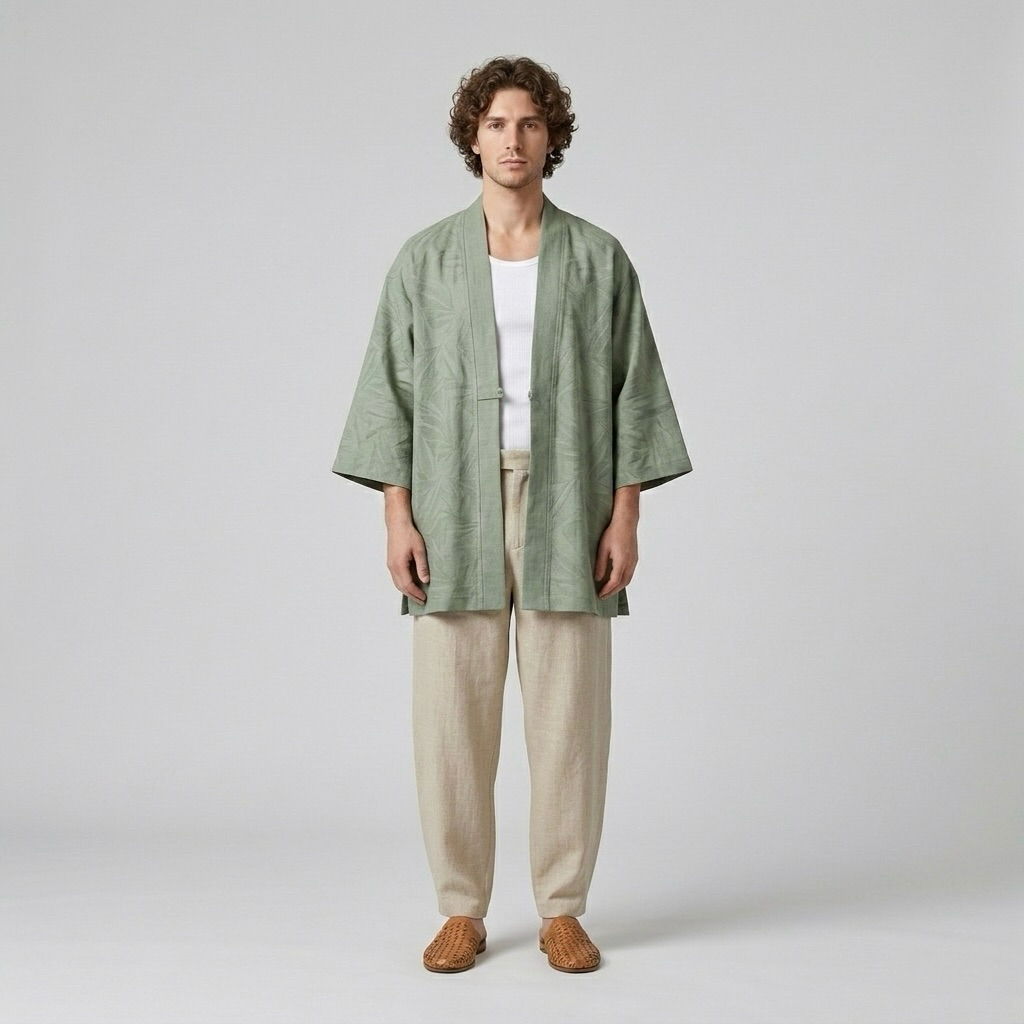 Wide-Sleeve Open Overshirt