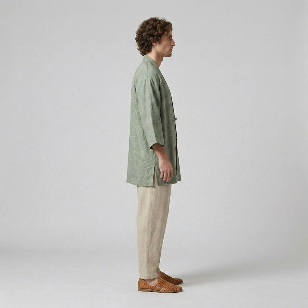 Wide-Sleeve Open Overshirt