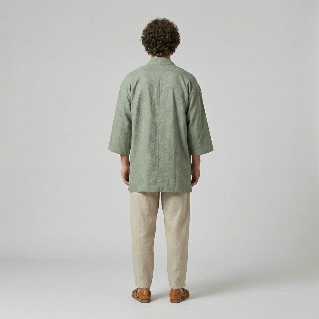 Wide-Sleeve Open Overshirt