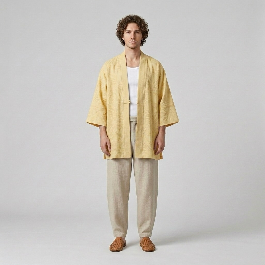 Wide-Sleeve Open Overshirt