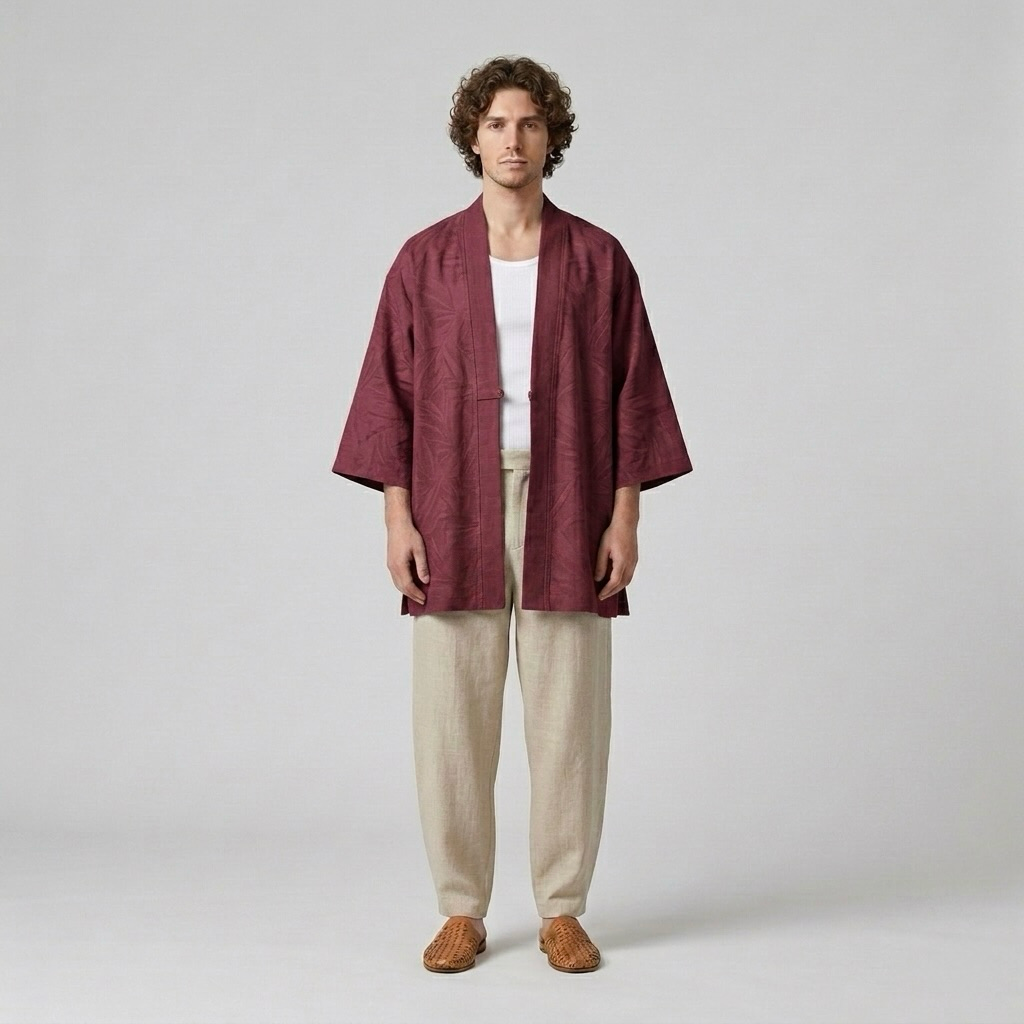 Wide-Sleeve Open Overshirt