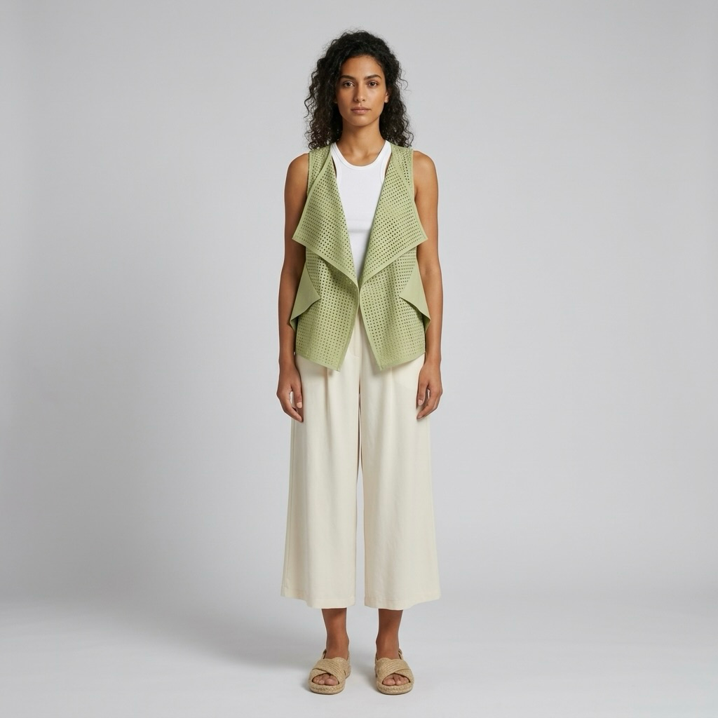 Perforated Waterfall Layering Vest