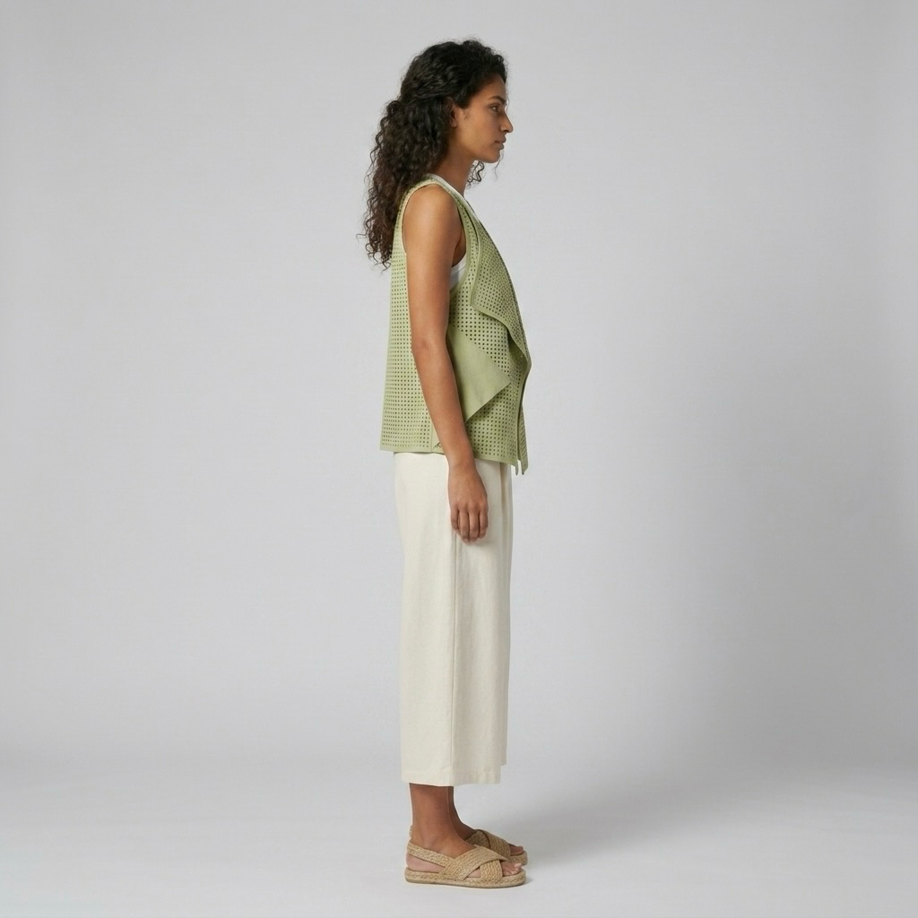 Perforated Waterfall Layering Vest