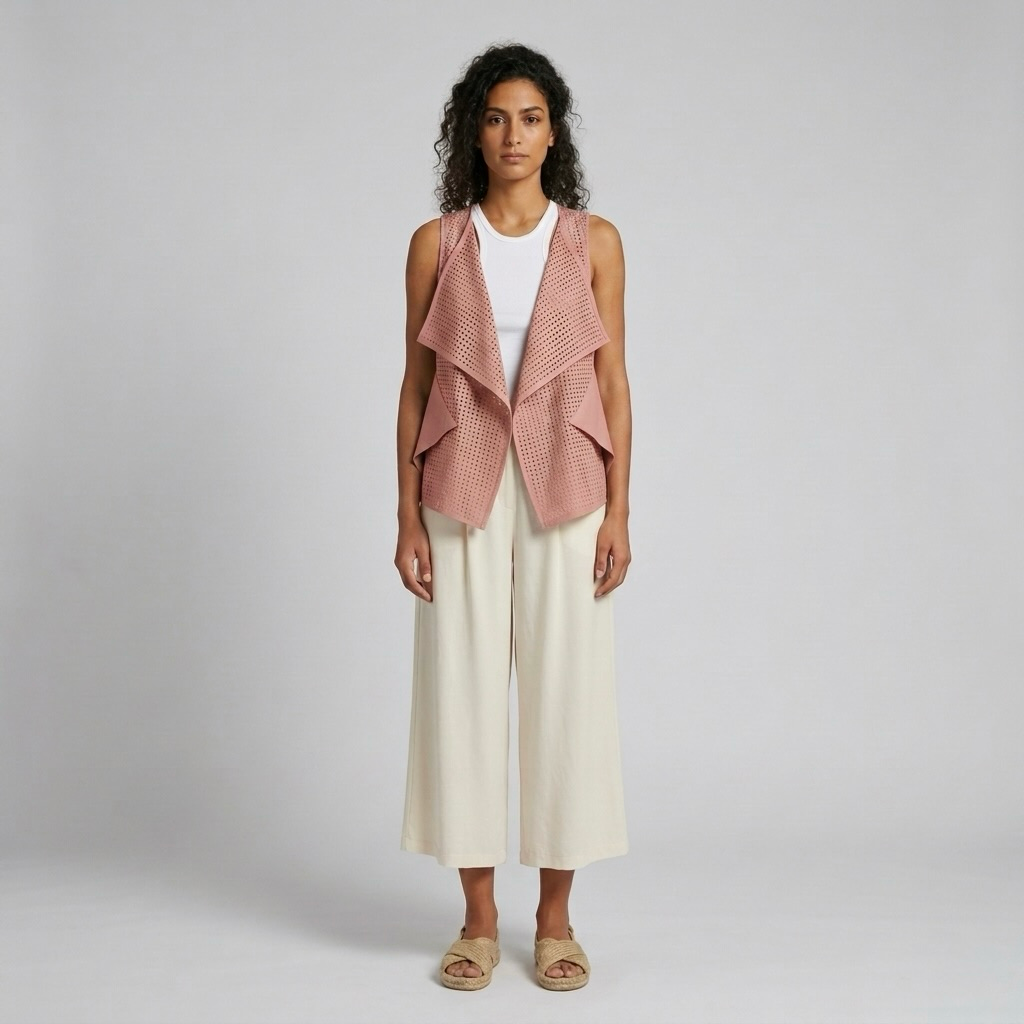 Perforated Waterfall Layering Vest