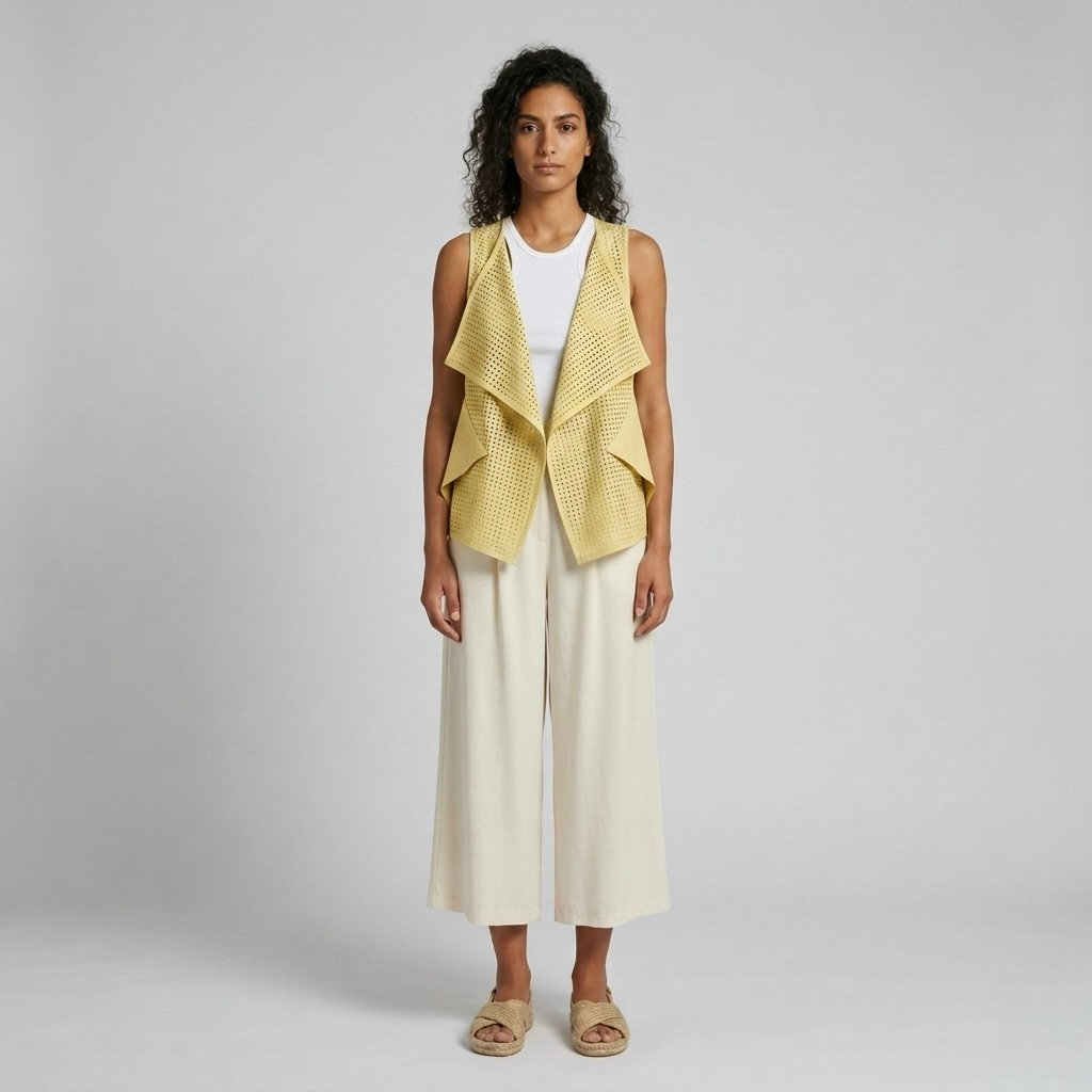 Perforated Waterfall Layering Vest