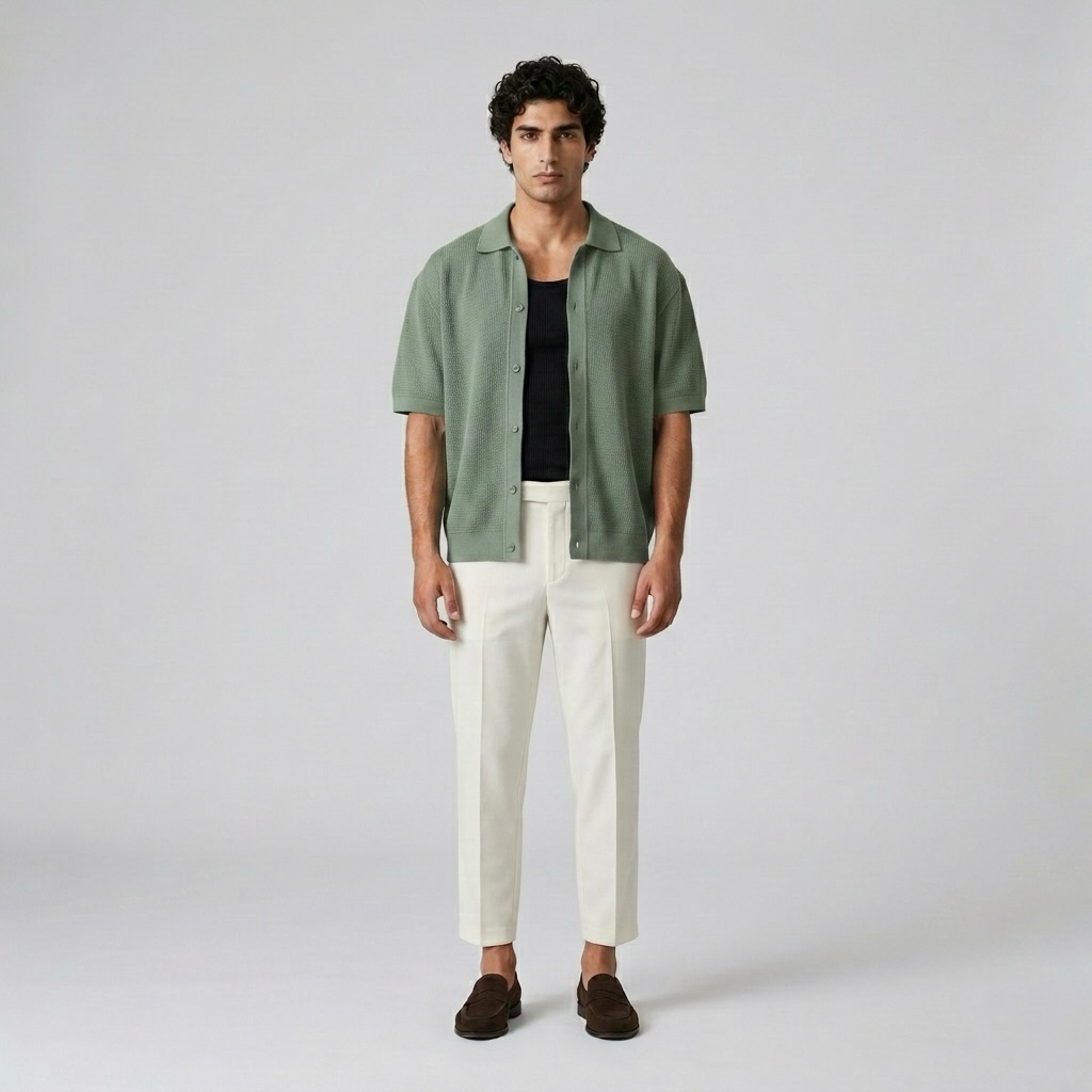 Woven-Texture Holiday Shirt