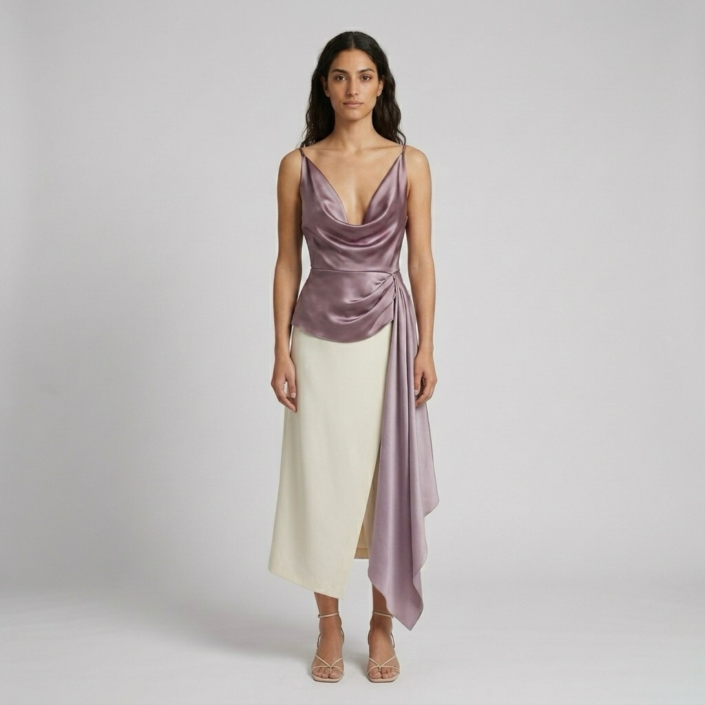 Satin Cowl-Drape Top