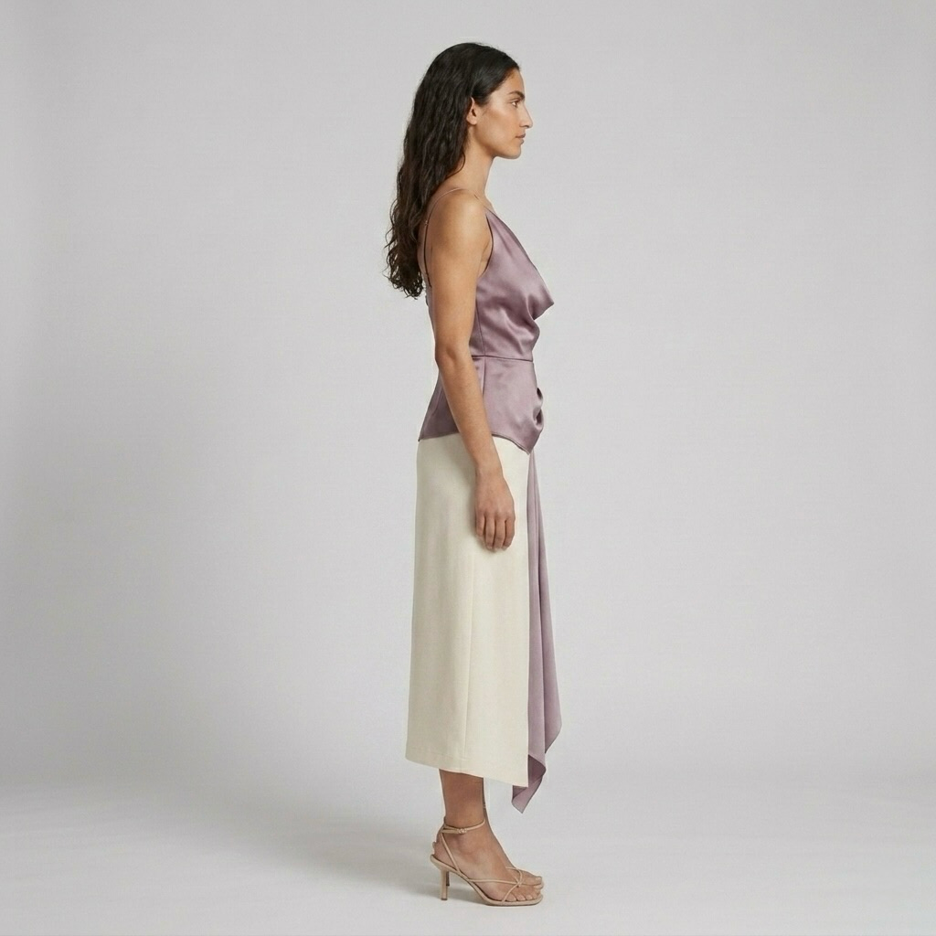 Satin Cowl-Drape Top
