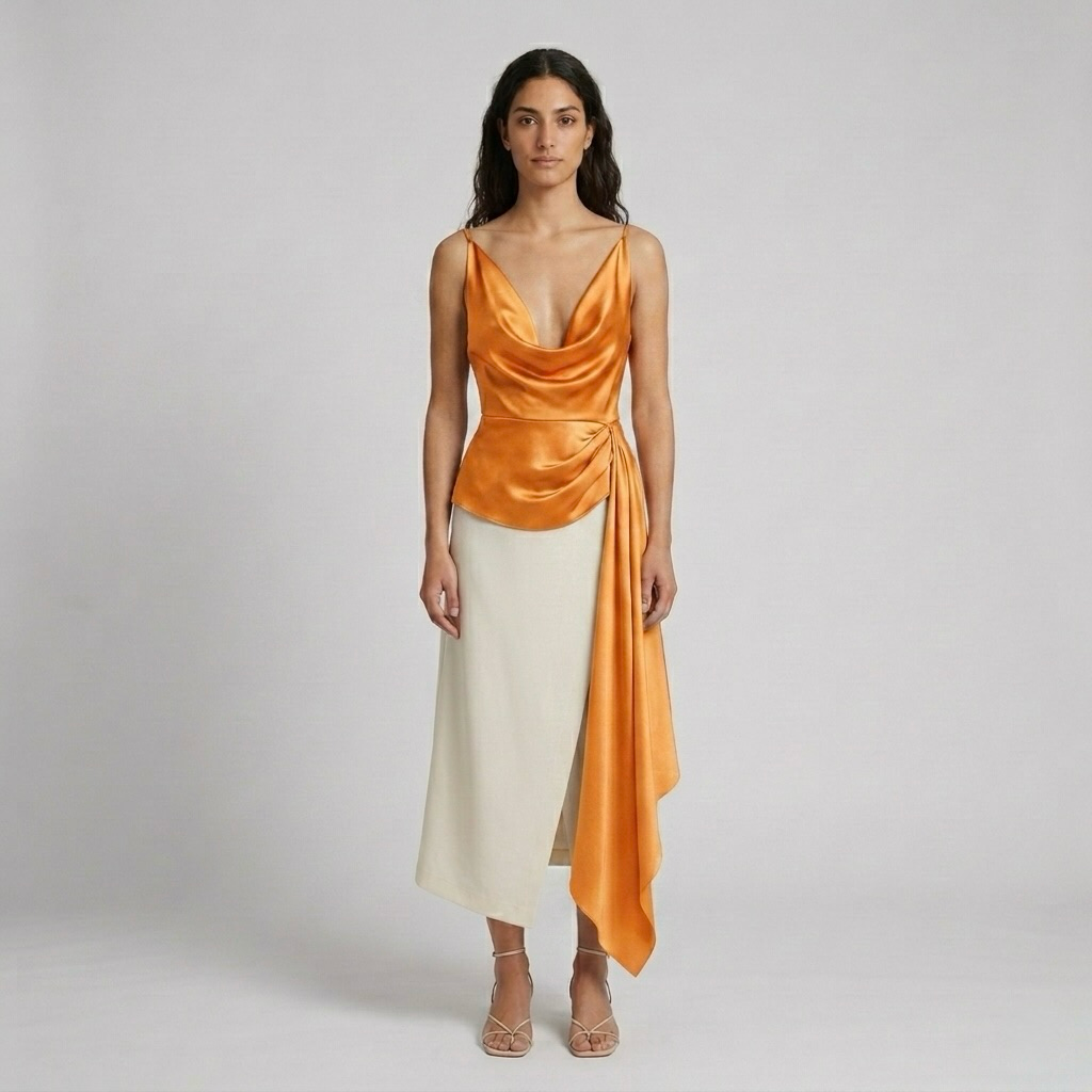 Satin Cowl-Drape Top