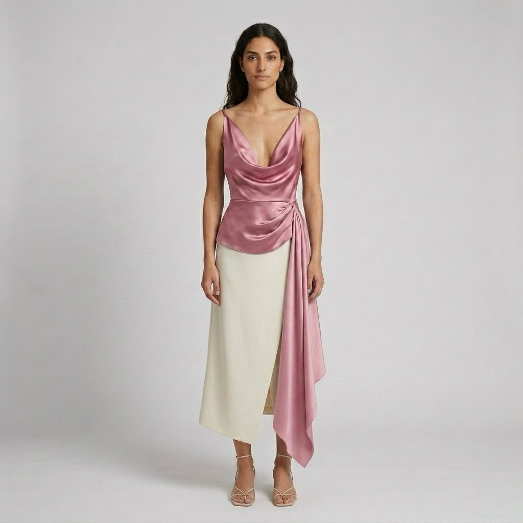 Satin Cowl-Drape Top