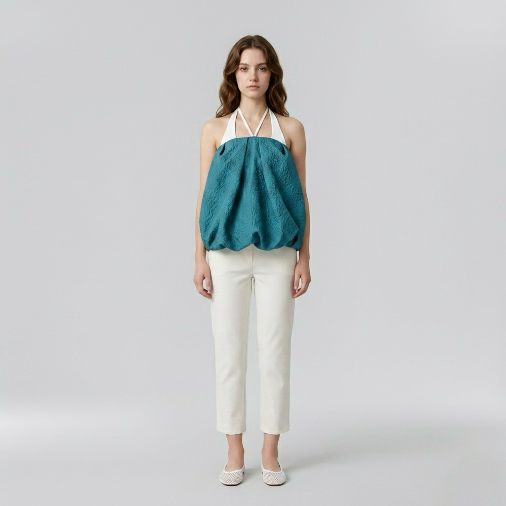 Halter Neck Bubble-Hem Top