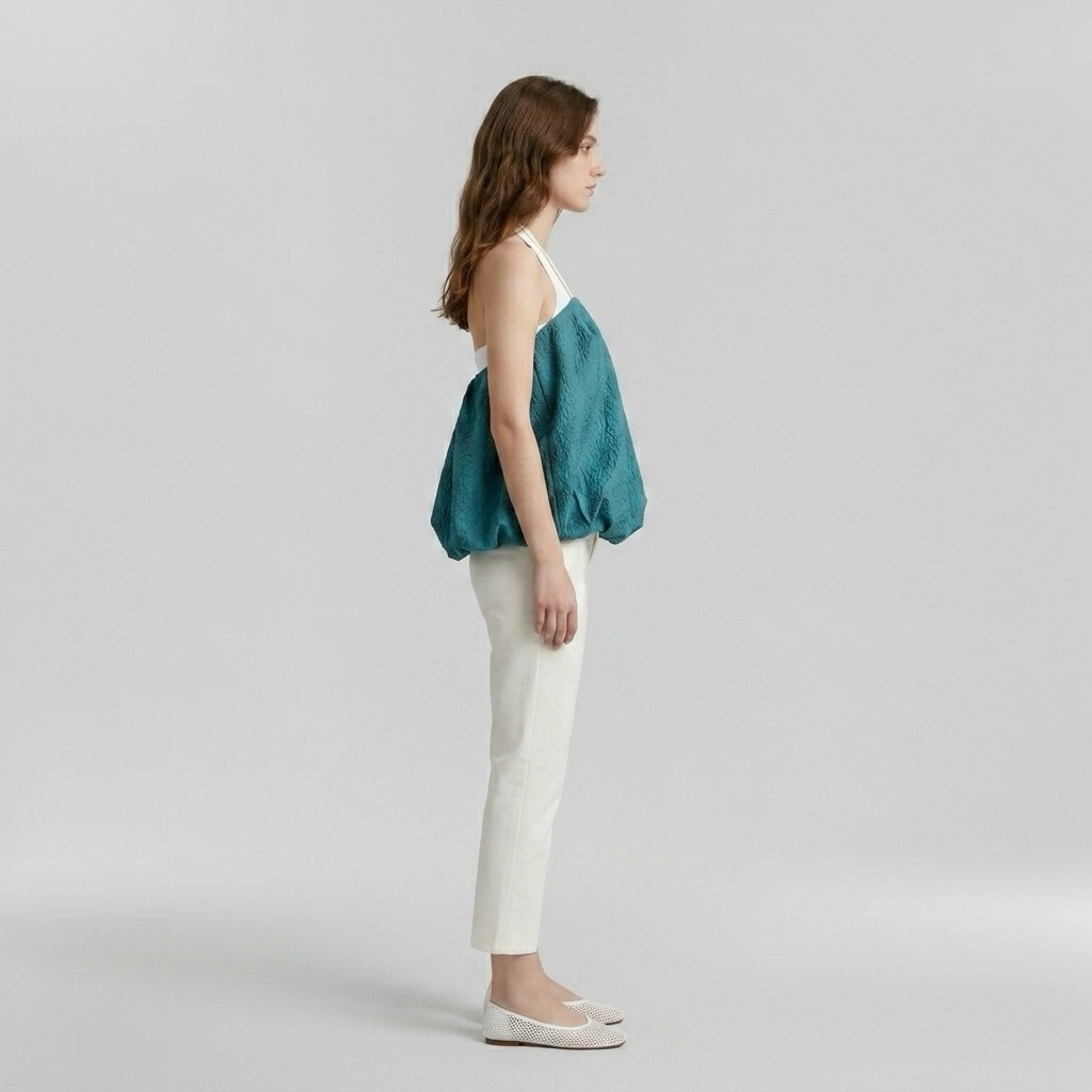 Halter Neck Bubble-Hem Top