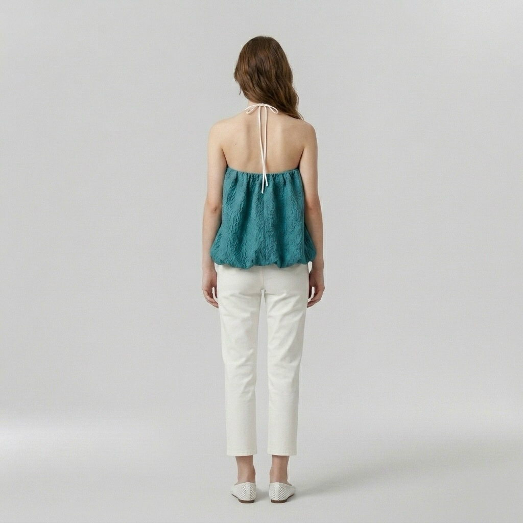 Halter Neck Bubble-Hem Top