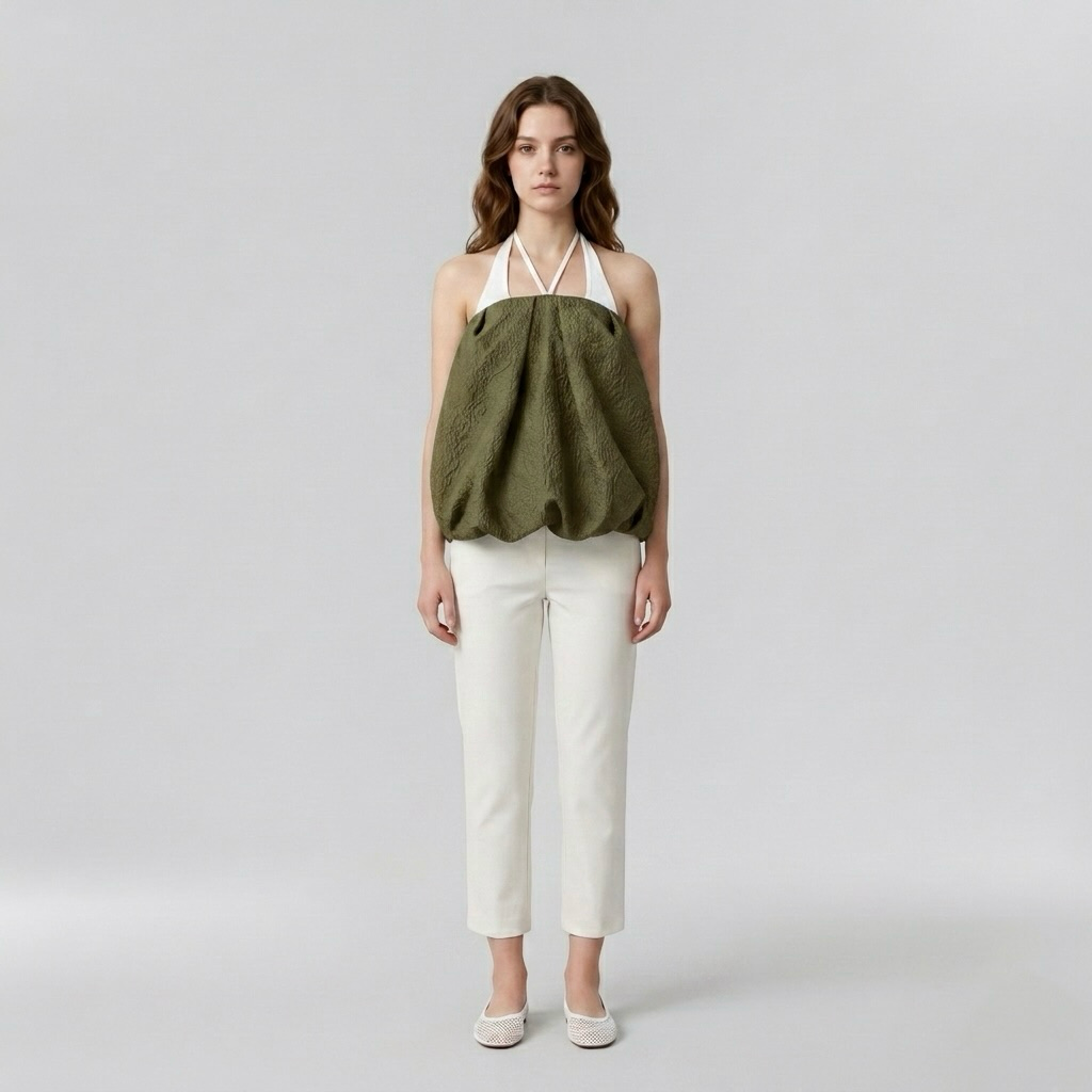 Halter Neck Bubble-Hem Top