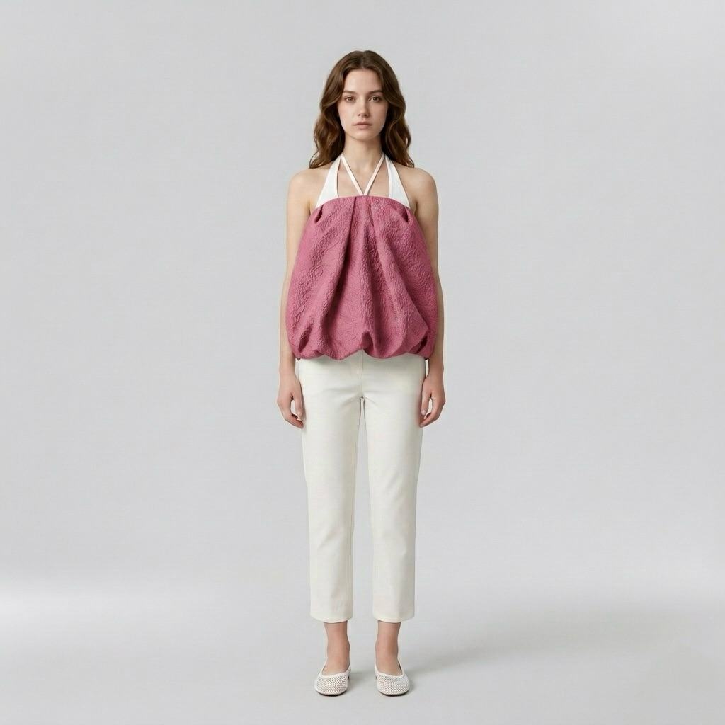 Halter Neck Bubble-Hem Top