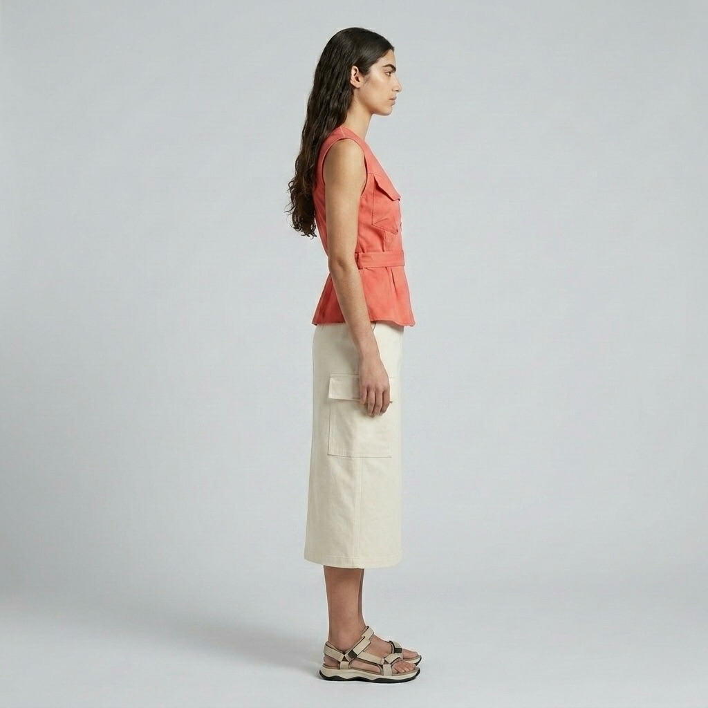 Zip-Front Peplum Utility Vest