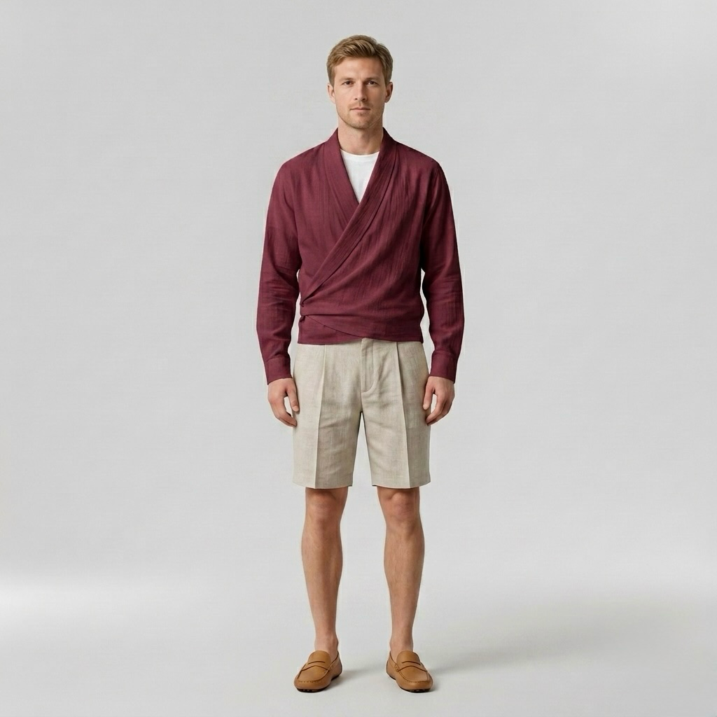 Wrap-Front Lightweight Knit