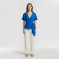 Tie-Waist Flutter Wrap Top