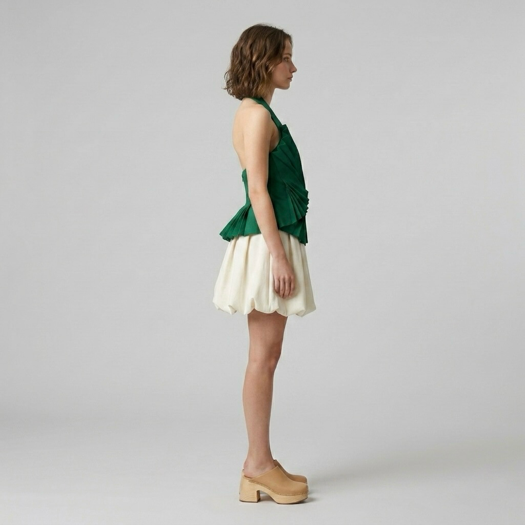 Sculpted Pleat Halter Top