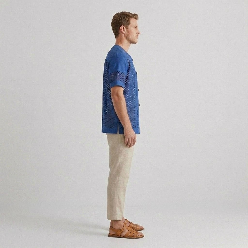 Toggle-Front Mesh Shirt