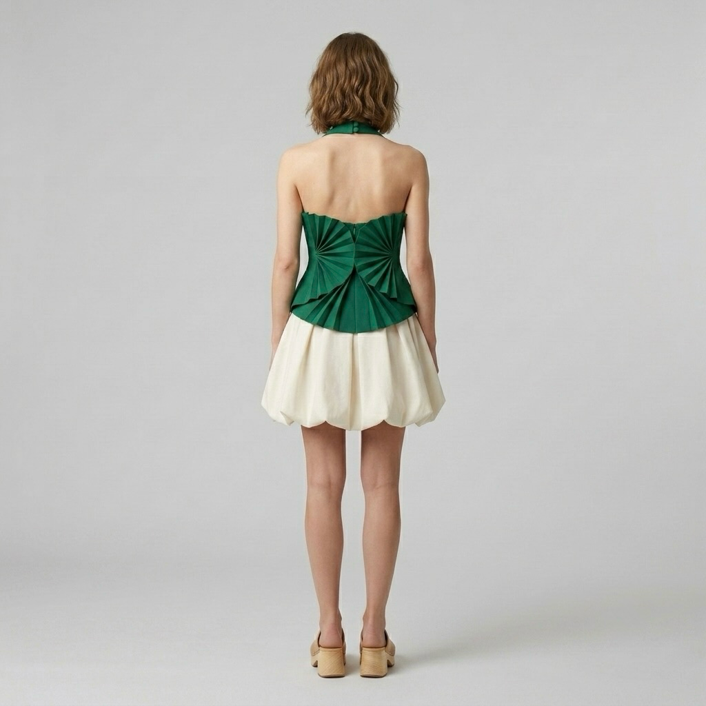 Sculpted Pleat Halter Top
