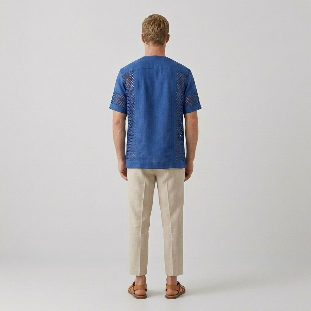 Toggle-Front Mesh Shirt