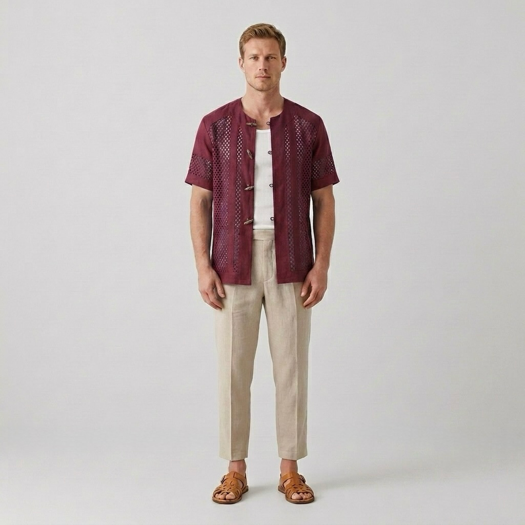 Toggle-Front Mesh Shirt