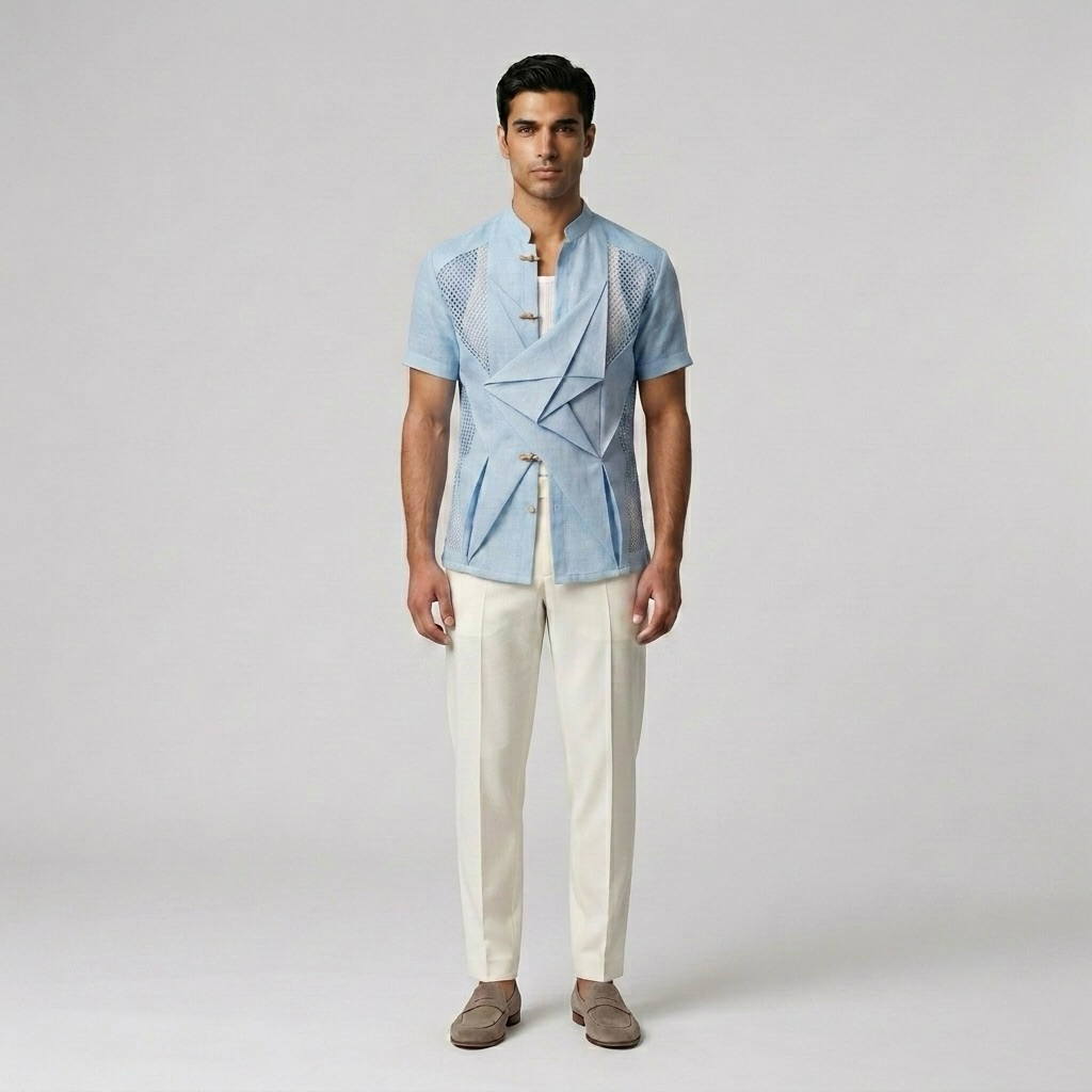 Fold-Detail Statement Shirt