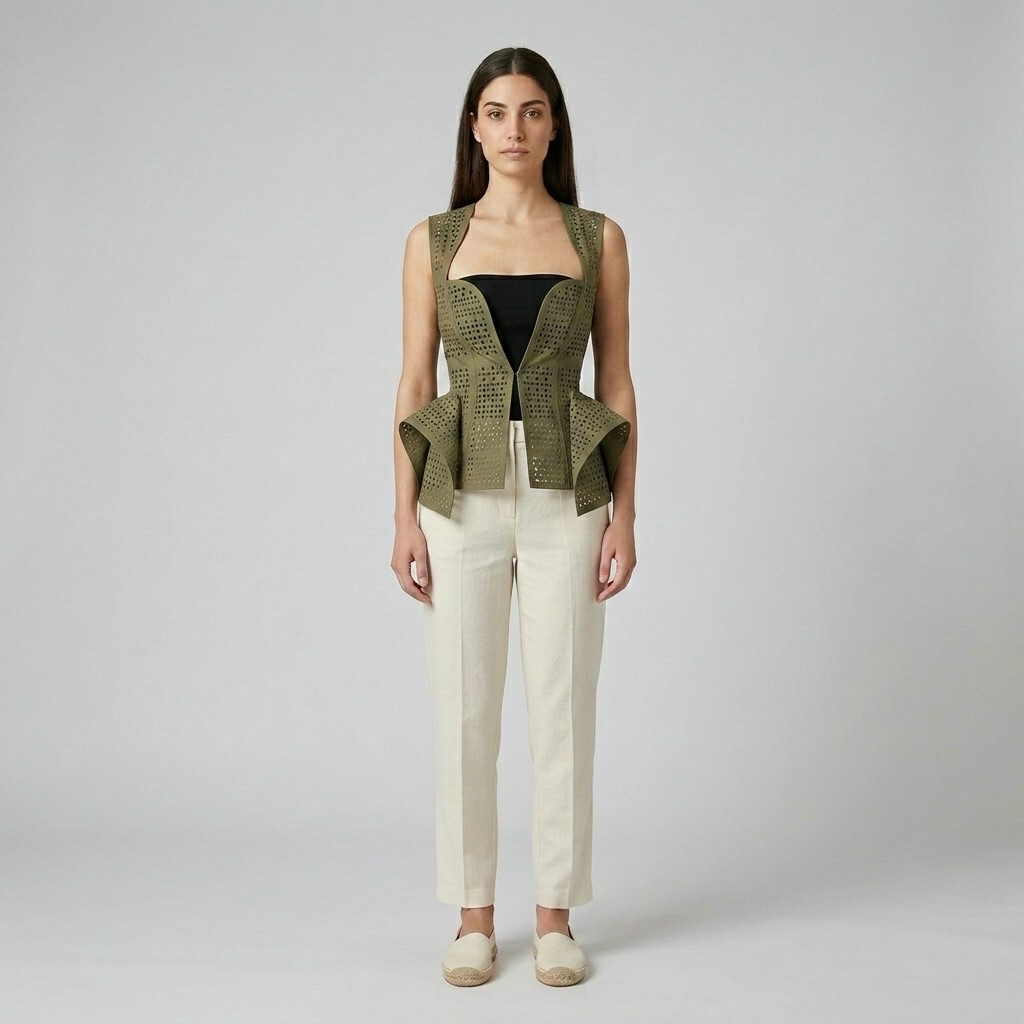 Square-Neck Laser-Cut Vest