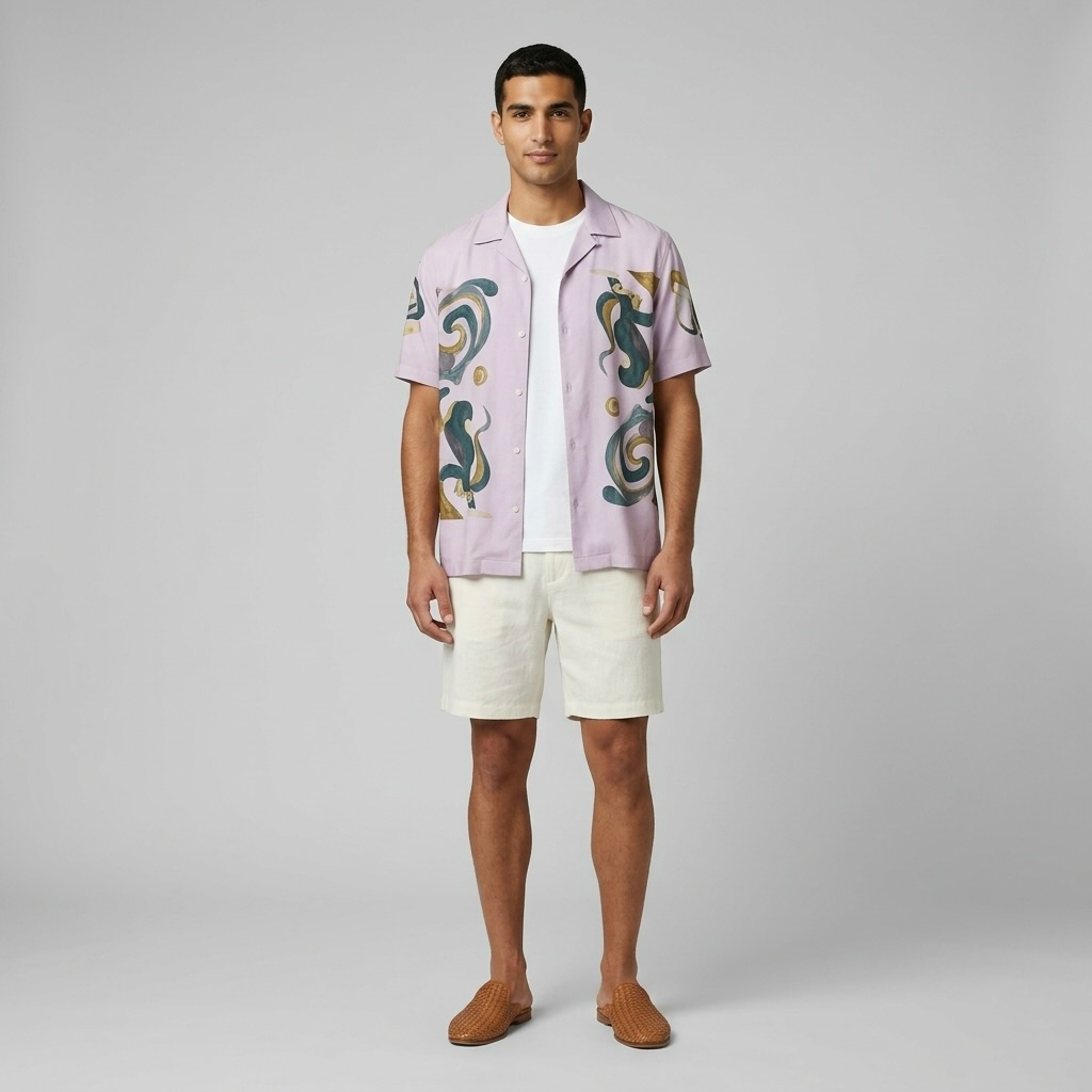 Abstract-Print Camp Shirt