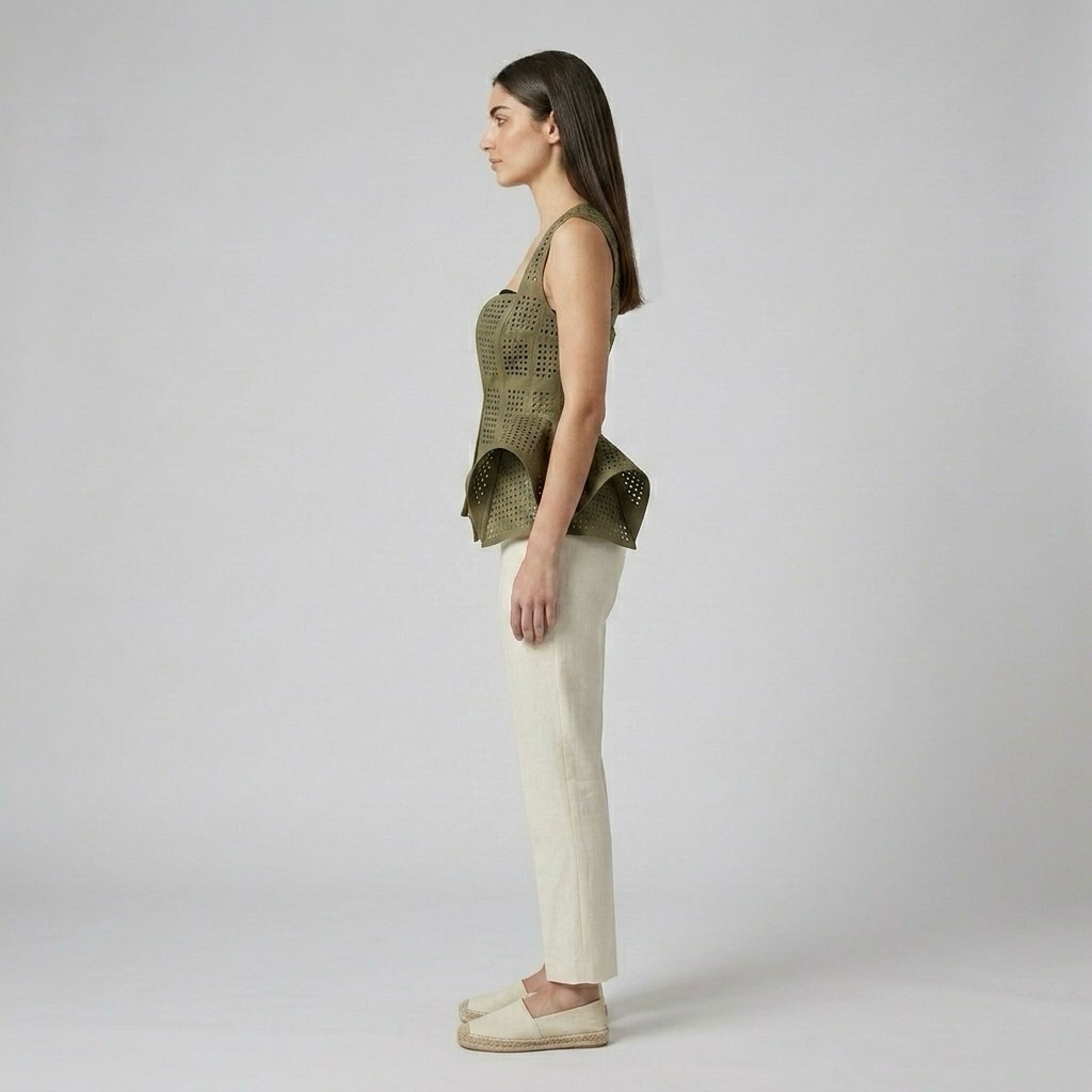 Square-Neck Laser-Cut Vest